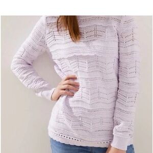 LOFT Lavender Openwork Crochet Sweater